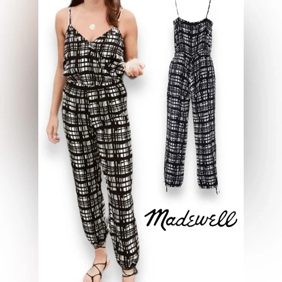 MEDIUM Madewell Black and White Jumpsuit - Picture 1 of 6